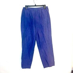 Eileen Fisher 100% Irish Linen Pull on Pants Women’s Indigo Blue Purple Size PS